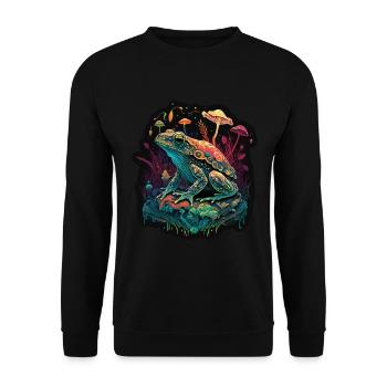 Mushrooms Frog Nature Cosmic Neon Raver Goa - Unisex Sweatshirt - black - Front - Alina (178cm) & Michal (187cm)