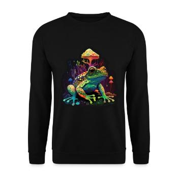 Mushrooms Frog Nature Cosmic Neon Raver Goa - Unisex Sweatshirt - black - Front - Alina (178cm) & Michal (187cm)