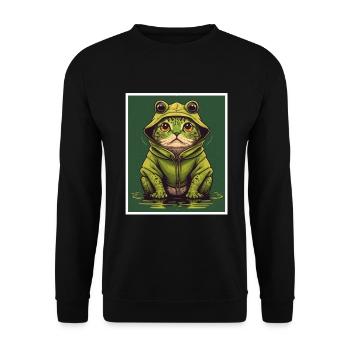 Cat Frog Frog Food Frog Carnival - Unisex Sweatshirt - black - Front - Alina (178cm) & Michal (187cm)