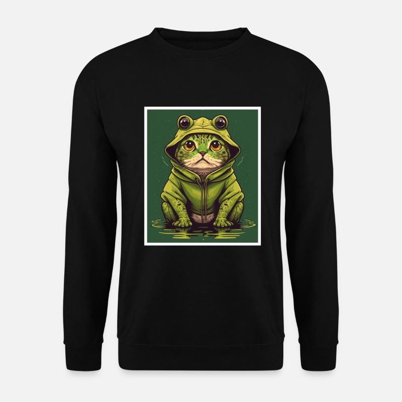 Katze Frosch Froschköstum Karneval Fasching - Unisex Pullover - Schwarz