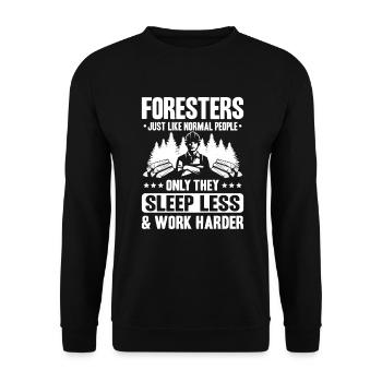 Forestier Forestier Forestier Travailleurs forestiers Forêt - Sweat-shirt Unisexe - noir - Devant - Alina (178cm) & Michal (187cm)