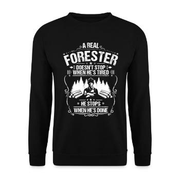 Forestier Forestier Forestier Travailleurs forestiers Forêt - Sweat-shirt Unisexe - noir - Devant - Alina (178cm) & Michal (187cm)