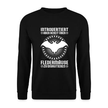 Fledermaus Fledermäuse Bat Bats Fledertier - Unisex Pullover - Schwarz - Vorne - Alina (178cm) & Michal (187cm)