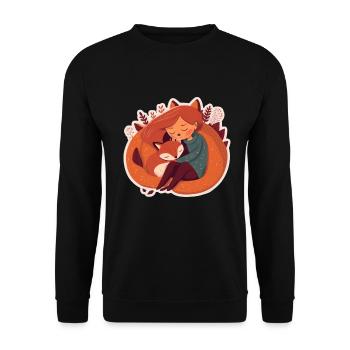Fuchs Fuchsmama Fuchsliebe Natur Wald Mädchen - Unisex Pullover - Schwarz - Vorne - Alina (178cm) & Michal (187cm)