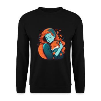 Fuchs Fuchsmama Fuchsliebe Natur Wald Mädchen - Unisex Pullover - Schwarz - Vorne - Alina (178cm) & Michal (187cm)