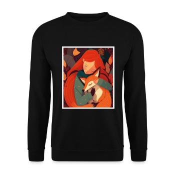 Fuchs Fuchsmama Fuchsliebe Natur Wald Mädchen - Unisex Pullover - Schwarz - Vorne - Alina (178cm) & Michal (187cm)