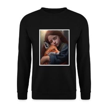 Fuchs Fuchsmama Fuchsliebe Natur Wald Mädchen - Unisex Pullover - Schwarz - Vorne - Alina (178cm) & Michal (187cm)