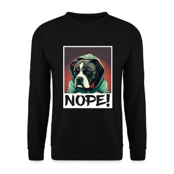 Hund Bulldogge Nope Morgenmuffel Kollege Sarkasmus - Unisex Pullover - Schwarz - Vorne - Alina (178cm) & Michal (187cm)