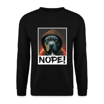 Dog Bulldog Nope Morning grouch colleague Sarcasm - Unisex Sweatshirt - black - Front - Alina (178cm) & Michal (187cm)