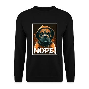 Dog Bulldog Nope Morning grouch colleague Sarcasm - Unisex Sweatshirt - black - Front - Alina (178cm) & Michal (187cm)