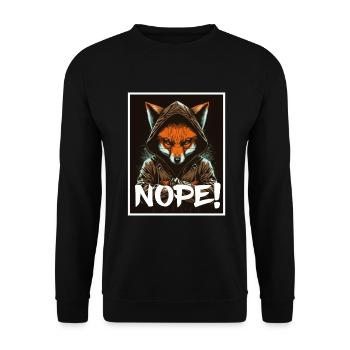 Nope Morning Grouch Fox Office Colleague Sarcasm - Unisex Sweatshirt - black - Front - Alina (178cm) & Michal (187cm)