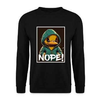 Nope Morgenmuffel Ente Gans Kollege Sarkasmus - Unisex Pullover - Schwarz - Vorne - Alina (178cm) & Michal (187cm)