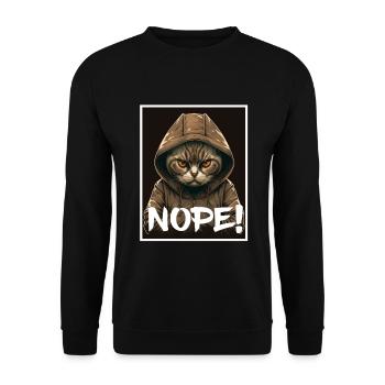 Nope Morgenmuffel Katze Kätzchen Kollege Sarkasmus - Unisex Pullover - Schwarz - Vorne - Alina (178cm) & Michal (187cm)