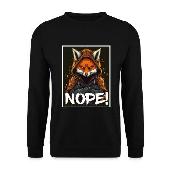 Nope Morgenmuffel Fuchs Büro Kollege Sarkasmus - Unisex Pullover - Schwarz - Vorne - Alina (178cm) & Michal (187cm)