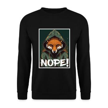 Nope Morgenmuffel Fuchs Büro Kollege Sarkasmus - Unisex Pullover - Schwarz - Vorne - Alina (178cm) & Michal (187cm)