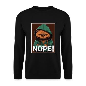 Nope Morgenmuffel Katze Kätzchen Kollege Sarkasmus - Unisex Pullover - Schwarz - Vorne - Alina (178cm) & Michal (187cm)
