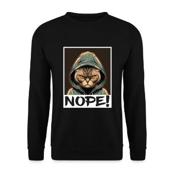 Nope Morgenmuffel Katze Kätzchen Kollege Sarkasmus - Unisex Pullover - Schwarz - Vorne - Alina (178cm) & Michal (187cm)