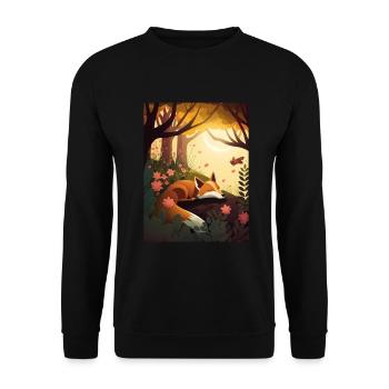Fix und Foxi Fuchs Spruch Schlafshirt Kuscheln - Unisex Pullover - Schwarz - Vorne - Alina (178cm) & Michal (187cm)