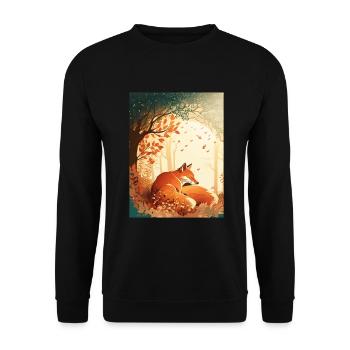 Fix und Foxi Fuchs Spruch Schlafshirt Kuscheln - Unisex Pullover - Schwarz - Vorne - Alina (178cm) & Michal (187cm)