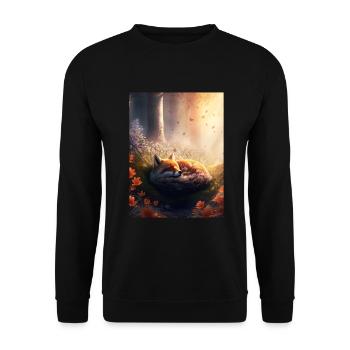 Fix und Foxi Fuchs Spruch Schlafshirt Kuscheln - Unisex Pullover - Schwarz - Vorne - Alina (178cm) & Michal (187cm)