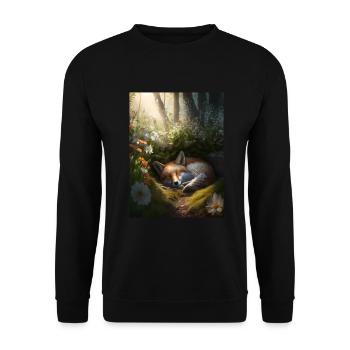 Fix und Foxi Fuchs Spruch Schlafshirt Kuscheln - Unisex Pullover - Schwarz - Vorne - Alina (178cm) & Michal (187cm)