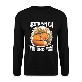 Fix und Foxi Fuchs Spruch Schlafshirt Kuscheln - Unisex Pullover - Schwarz - Vorne - Alina (178cm) & Michal (187cm)