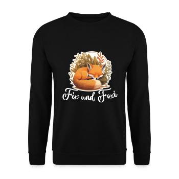 Fix und Foxi Fuchs Spruch Schlafshirt Kuscheln - Unisex Pullover - Schwarz - Vorne - Alina (178cm) & Michal (187cm)
