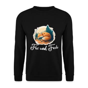 Fix und Foxi Fuchs Spruch Schlafshirt Kuscheln - Unisex Pullover - Schwarz - Vorne - Alina (178cm) & Michal (187cm)
