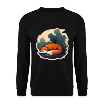 Fix und Foxi Fuchs Spruch Schlafshirt Kuscheln - Unisex Pullover - Schwarz - Vorne - Alina (178cm) & Michal (187cm)