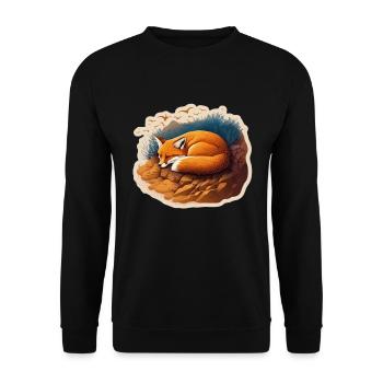 Fix und Foxi Fuchs Spruch Schlafshirt Kuscheln - Unisex Pullover - Schwarz - Vorne - Alina (178cm) & Michal (187cm)