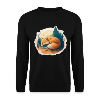 Fix und Foxi Fuchs Spruch Schlafshirt Kuscheln - Unisex Pullover - Schwarz - Vorne - Alina (178cm) & Michal (187cm)