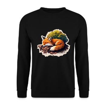 Fix und Foxi Fuchs Spruch Schlafshirt Kuscheln - Unisex Pullover - Schwarz - Vorne - Alina (178cm) & Michal (187cm)
