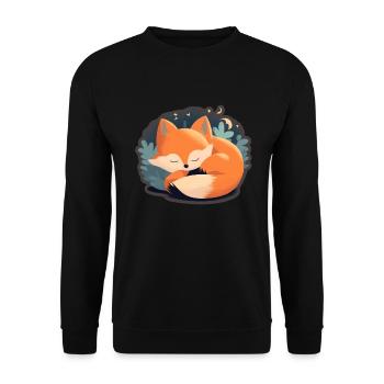 Fix und Foxi Fuchs Spruch Schlafshirt Kuscheln - Unisex Pullover - Schwarz - Vorne - Alina (178cm) & Michal (187cm)