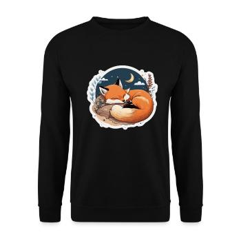 Fix und Foxi Fuchs Spruch Schlafshirt Kuscheln - Unisex Pullover - Schwarz - Vorne - Alina (178cm) & Michal (187cm)