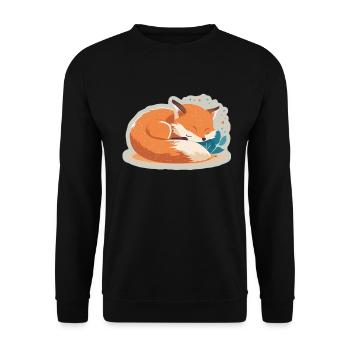 Fix und Foxi Fuchs Spruch Schlafshirt Kuscheln - Unisex Pullover - Schwarz - Vorne - Alina (178cm) & Michal (187cm)