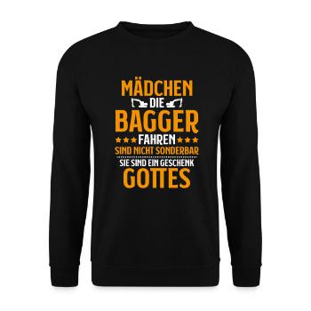 Baggerfahrer Baggerführer Heavy Equipment Operator - Unisex Pullover - Schwarz - Vorne - Alina (178cm) & Michal (187cm)