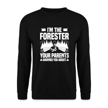 Forestier Forestier Forestier Travailleurs forestiers Forêt - Sweat-shirt Unisexe - noir - Devant - Alina (178cm) & Michal (187cm)