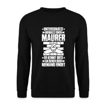 Maurer Maurermeister Mauerwerk Bricklayer Mason - Unisex Pullover - Schwarz - Vorne - Alina (178cm) & Michal (187cm)