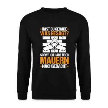 Maurer Maurermeister Mauerwerk Bricklayer Mason - Unisex Pullover - Schwarz - Vorne - Alina (178cm) & Michal (187cm)