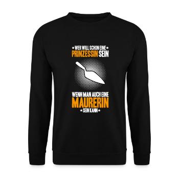 Maurer Maurermeister Mauerwerk Bricklayer Mason - Unisex Pullover - Schwarz - Vorne - Alina (178cm) & Michal (187cm)