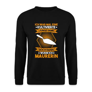 Maurer Maurermeister Mauerwerk Bricklayer Mason - Unisex Pullover - Schwarz - Vorne - Alina (178cm) & Michal (187cm)