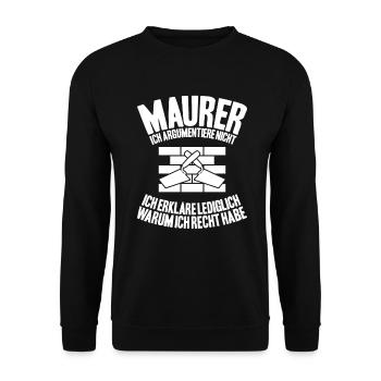 Maurer Maurermeister Mauerwerk Bricklayer Mason - Unisex Pullover - Schwarz - Vorne - Alina (178cm) & Michal (187cm)