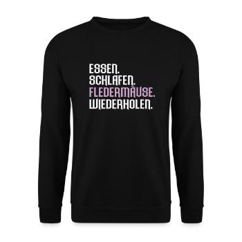 Fledermaus Fledermäuse Bat Bats Fledertier - Unisex Pullover - Schwarz - Vorne - Alina (178cm) & Michal (187cm)