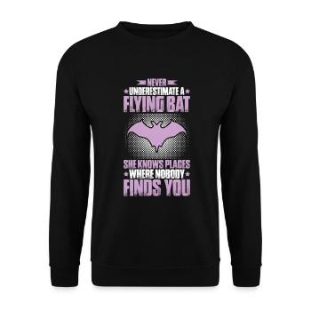 Fledermaus Fledermäuse Bat Bats Fledertier - Unisex Pullover - Schwarz - Vorne - Alina (178cm) & Michal (187cm)