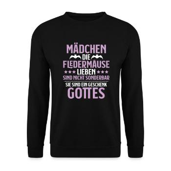 Fledermaus Fledermäuse Bat Bats Fledertier - Unisex Pullover - Schwarz - Vorne - Alina (178cm) & Michal (187cm)