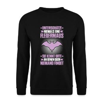 Fledermaus Fledermäuse Bat Bats Fledertier - Unisex Pullover - Schwarz - Vorne - Alina (178cm) & Michal (187cm)