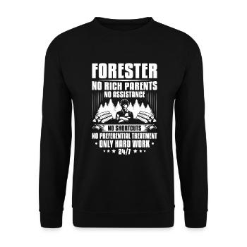 Forestier Forestier Forestier Travailleurs forestiers Forêt - Sweat-shirt Unisexe - noir - Devant - Alina (178cm) & Michal (187cm)