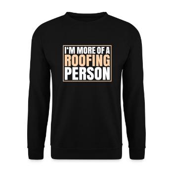 Dachdecker Dachdeckerei Dachdecken Roofer Roofing - Unisex Pullover - Schwarz - Vorne - Alina (178cm) & Michal (187cm)