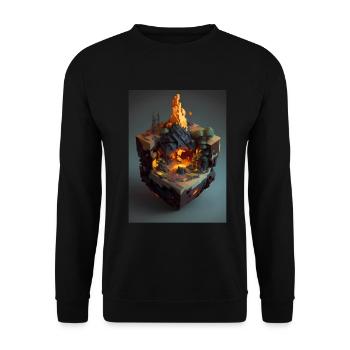 Voxel Fantasy Gaming Gaming Gamer Pixel Block - Unisex Sweatshirt - black - Front - Alina (178cm) & Michal (187cm)