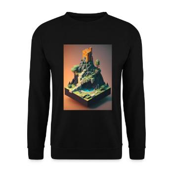 Voxel Fantasy Gaming Gaming Gamer Pixel Block - Unisex Sweatshirt - black - Front - Alina (178cm) & Michal (187cm)